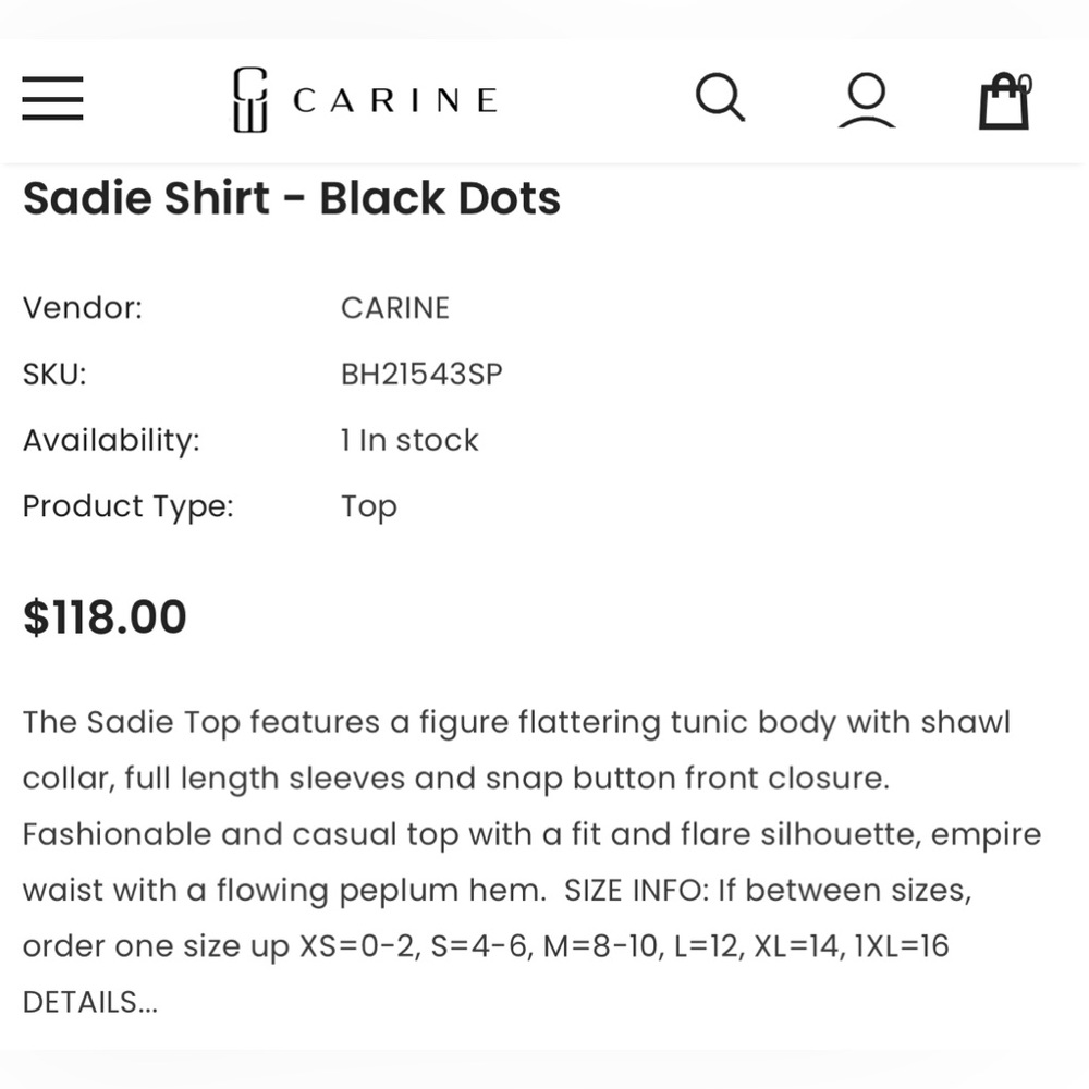 Carine black dot shirt - Picture 4 of 4